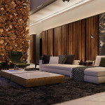 modern nappali és nappali bútor lakbernedezése - arany függőny