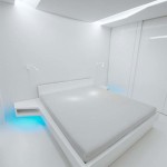 futurisztikus fehér lakás háló