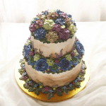 kézműves virág torta, kreatív - 3 emeletes